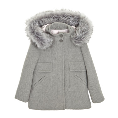 Younger Girls Fur Trim Duffle Coat